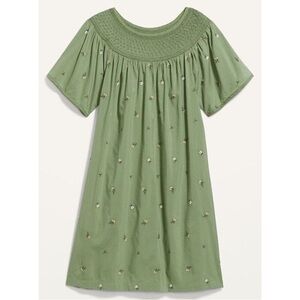 Old Navy Green Embroidered Floral Dress